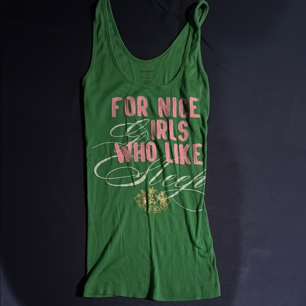 Vintage Juicy Couture Green Tank Top with Pink Details